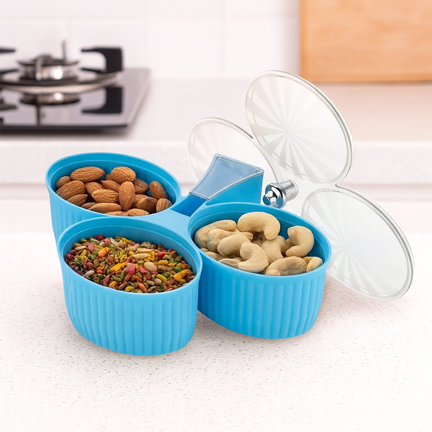 Premium 3-Compartment Revolving Dry Fruit Box (1 Pc) Premium 3-Compartment Revolving Dry Fruit Box (1 Pc)